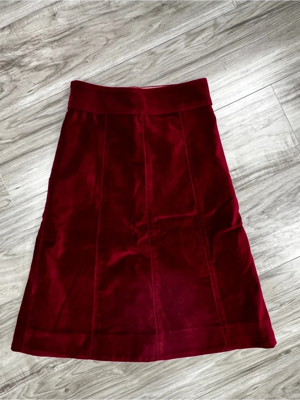 Emerson Fry Margot Button Front A line Red Velvet Skirt Size XS NWT